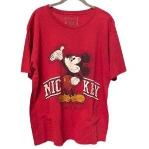 Mickey Mouse Vintage Red Disney Store 100% Cotton T-Shirt Short Sleeve  Sz L #04